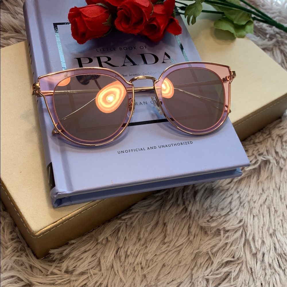🌹SOJOS • Mirror Retro Style Pink and Gold Round-Edge Women's Sunglasses